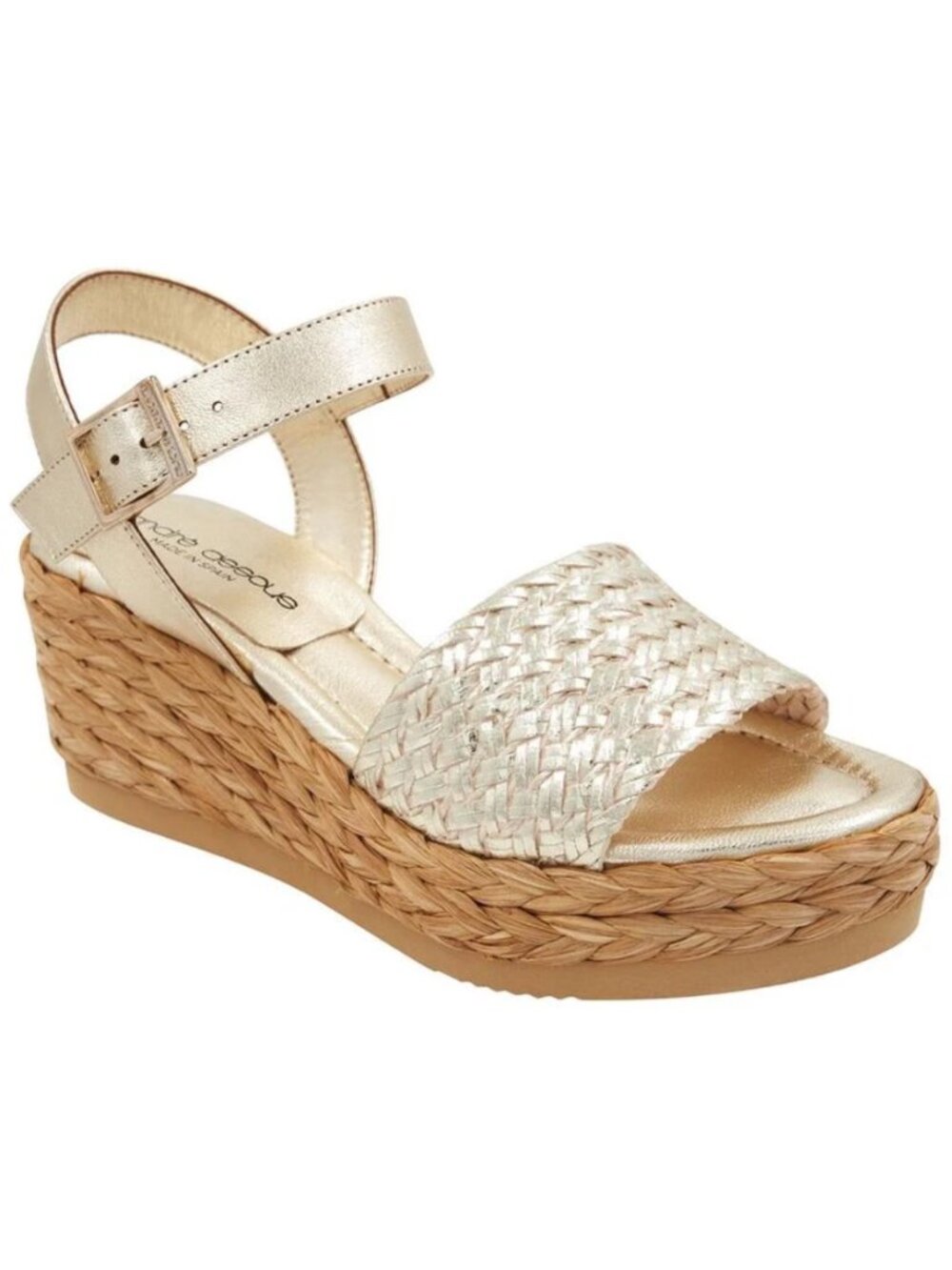 New Andre Assous Carissa Espadrille In Platino Wedge Sz 8